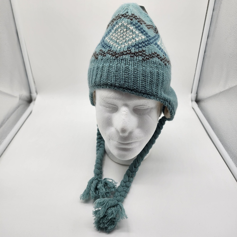 Carhartt Women's Picket Ear Flap Hat OS Blue Wool Blend Sherpa Lined NWT